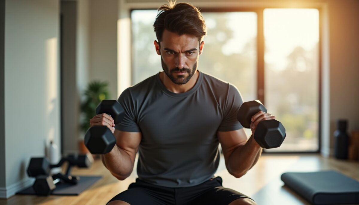 Programme musculation haltères 4 séances : guide clair pour progresser sans machine à domicile